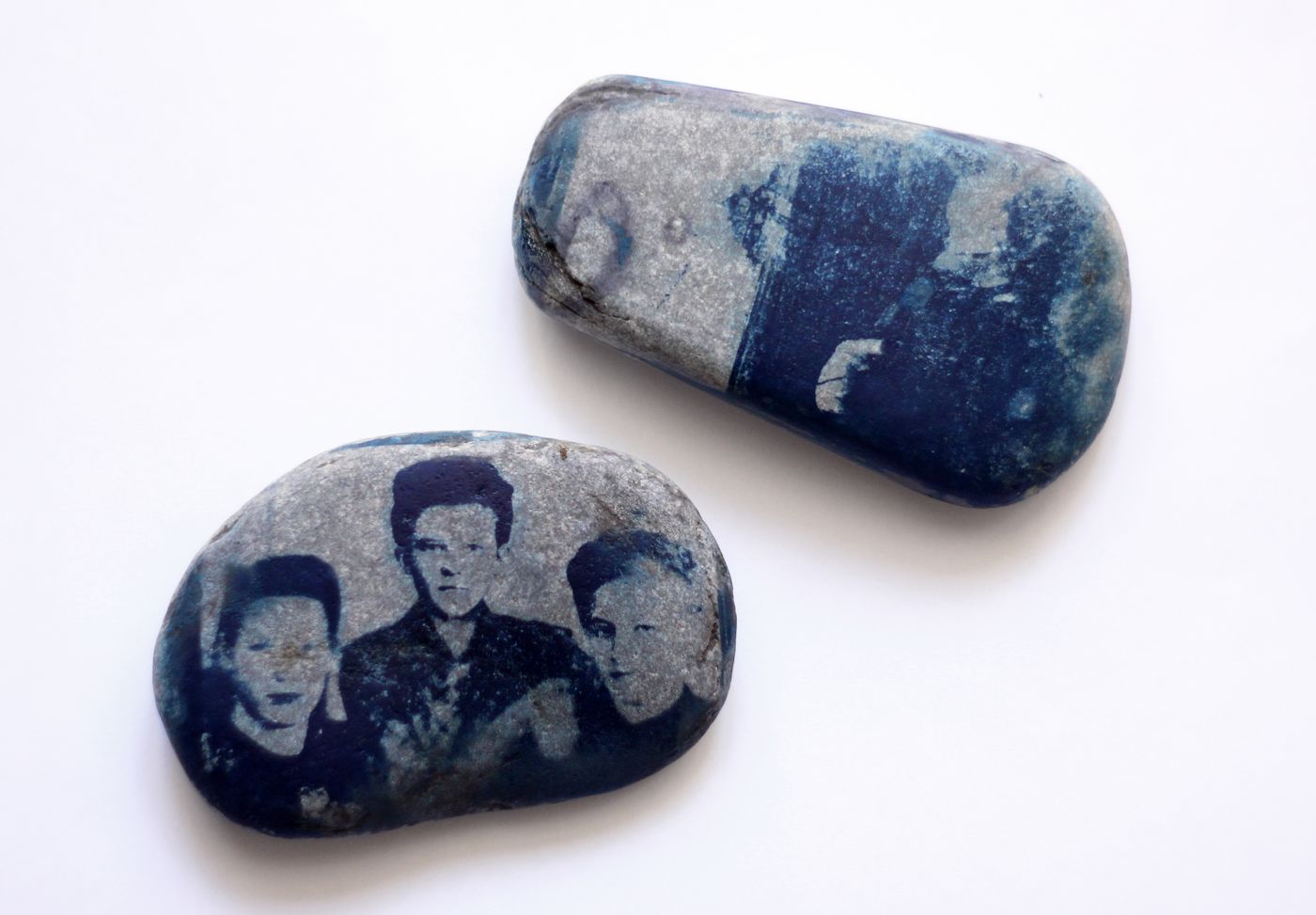 Geological Seconds, material trial — cyanotype on stone