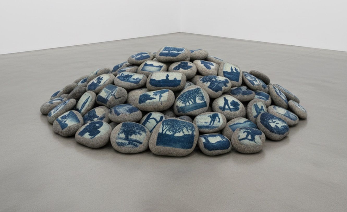 Geological Seconds, digital visualisation of the project — heap of stones
